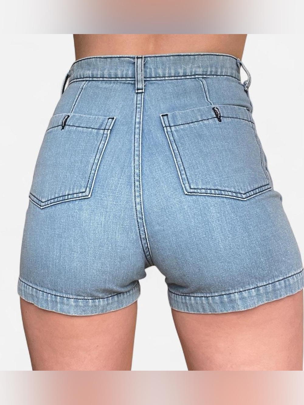 Vintage High-Rise Light Blue Denim Shorts